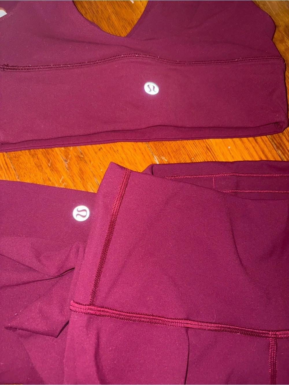 Lulu lemon burgundy matching workout wonder under set SELLING AS A SET